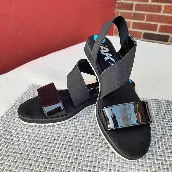 Anne Klein Shoes - Anne Klein Sport Ankle Strap Comfort Sandals Small Wedge Black 7.5 NEW